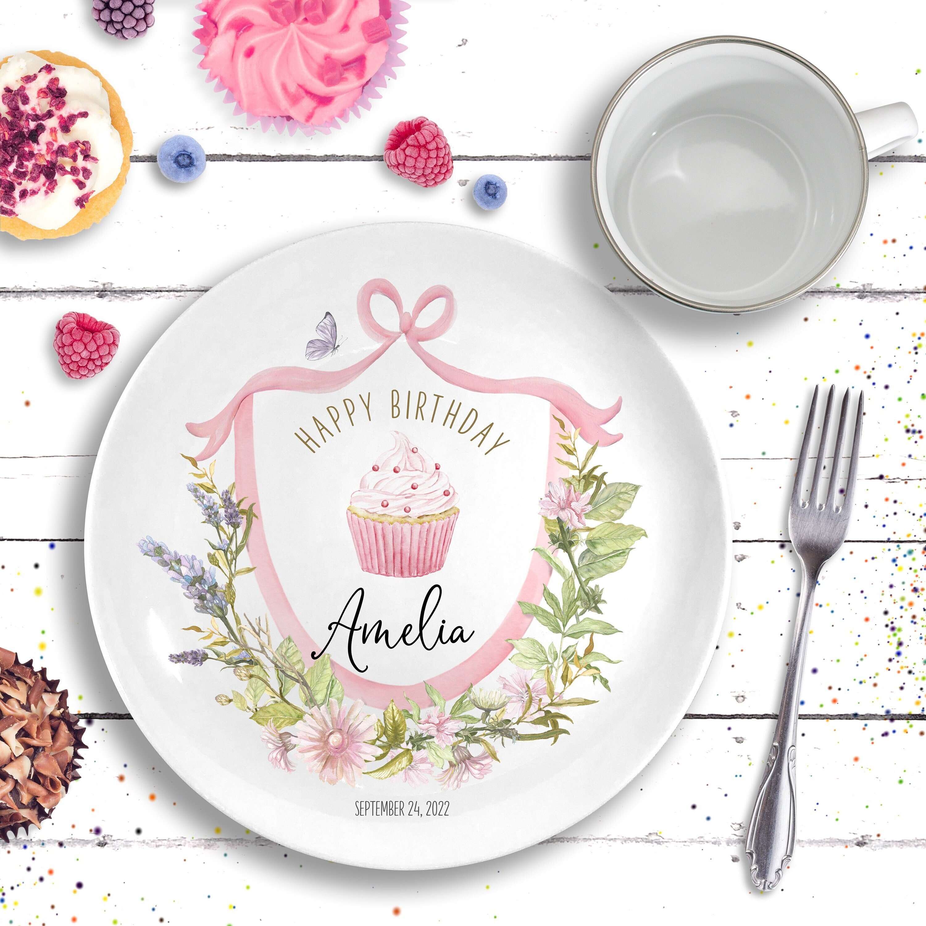 Girls Birthday Gift, Personalized Ceramic Plate, Floral First Birthday, Birthday Gift Ideas for Girls, Wildflower Birthday, 1st Birthday