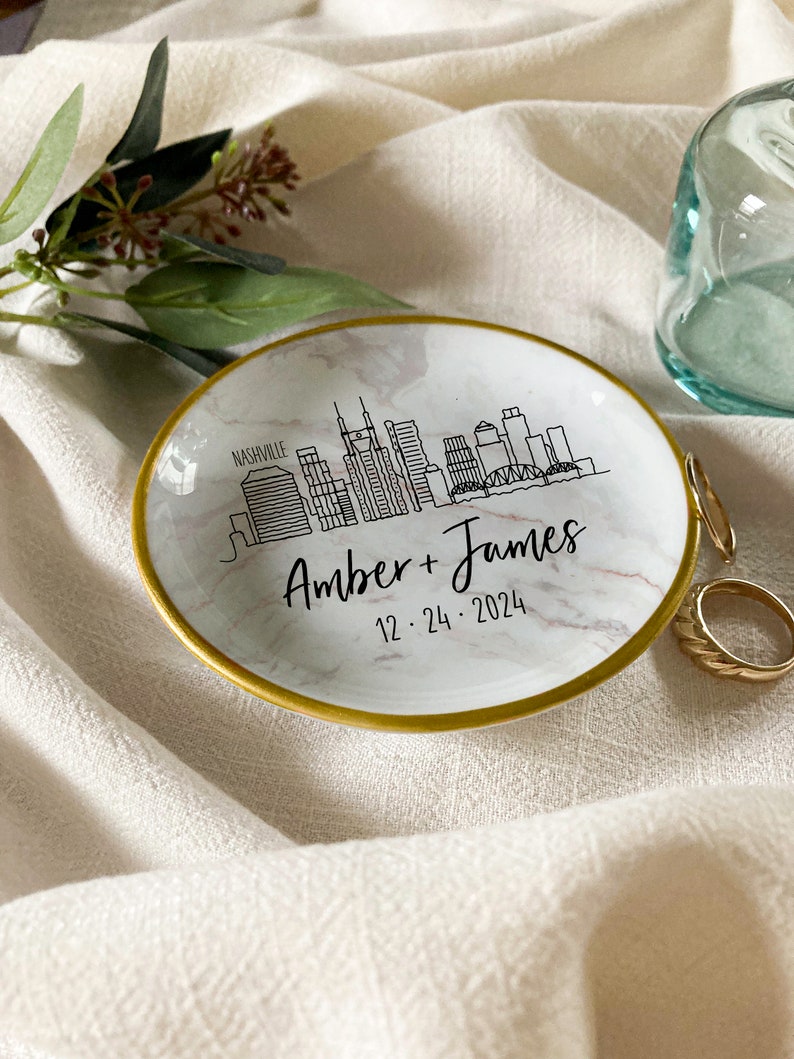 Custom City Ring Holder Perfect Personalized Gift for Engaged Couple Gift for Best Friend Wedding Skyline Ring Dish Paris World City image 10