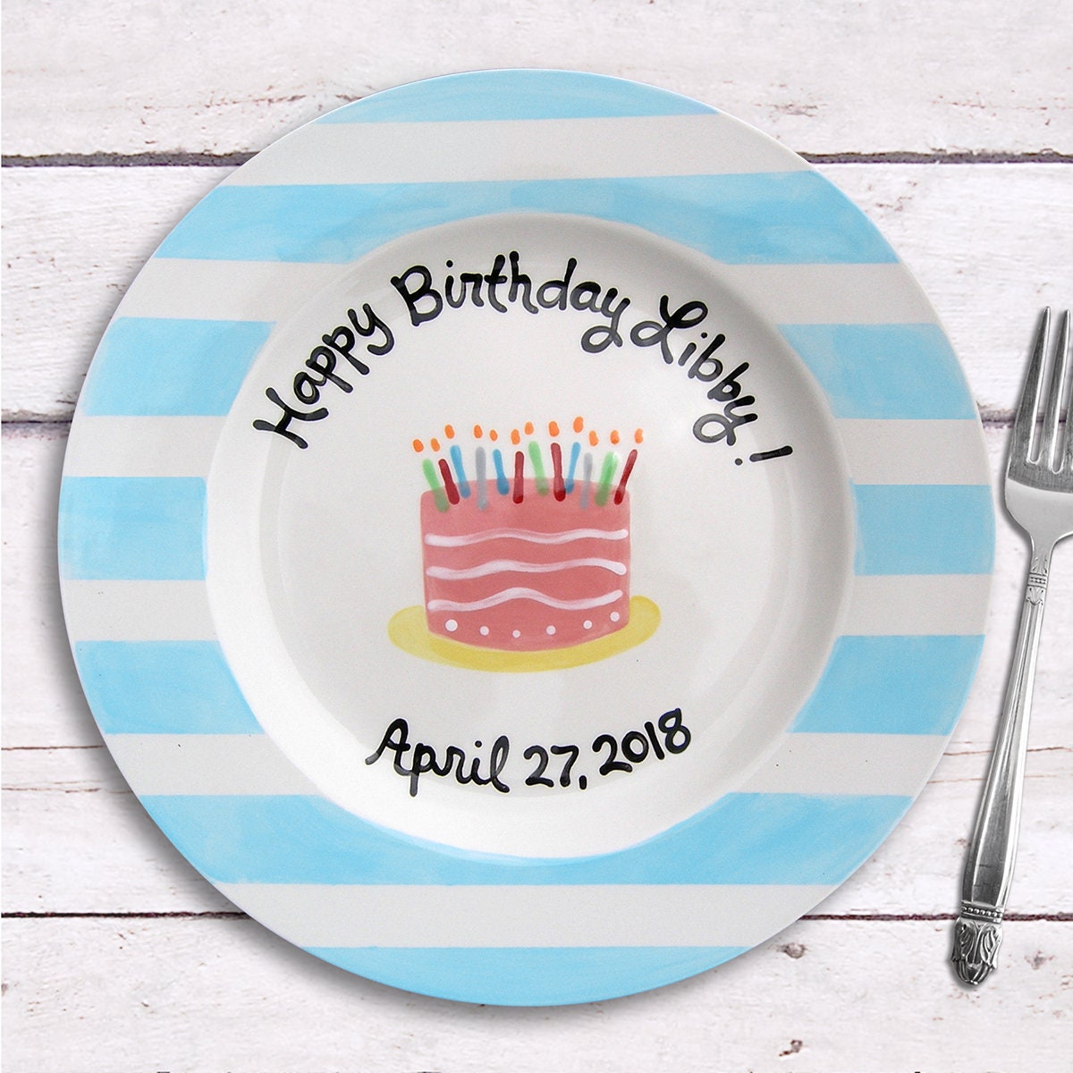 Super sports fanatic birthday cake plate two sizes to choose from handmade ceramic by Artzfolk