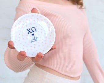 Chi Omega Jewelry Dish with Dainty Floral