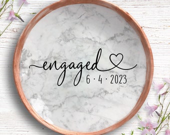 Ring Dish Engagement - Personalized Engagement Gift - Engagement Ring Holder - Engagement Gifts for Couple - Trinket Dish - Gift For Bride