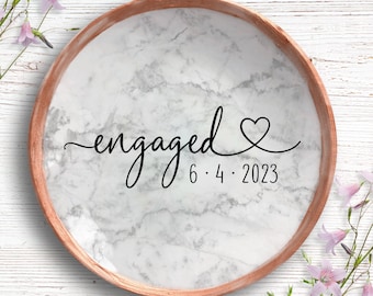 Ring Dish Engagement - Personalized Engagement Gift - Engagement Ring Holder - Engagement Gifts for Couple - Trinket Dish - Gift For Bride