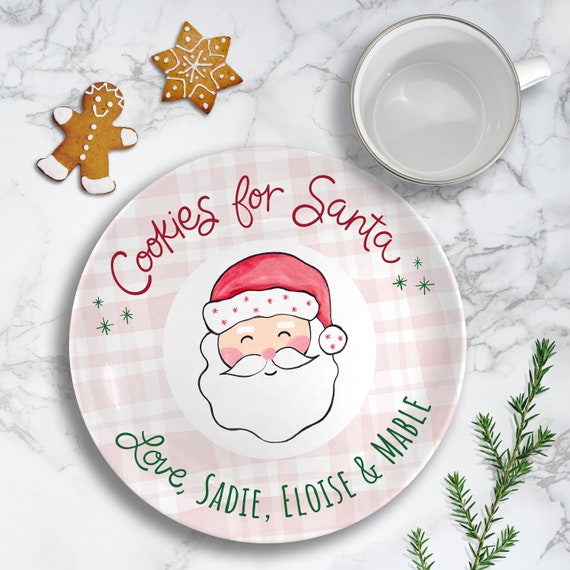 Pink Christmas Cookies for Santa Plate Set Custom Santa Tray