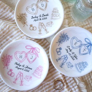 Personalized Ceramic Ring Dish, Hand-Drawn Wedding Engagement Gift, bild 10
