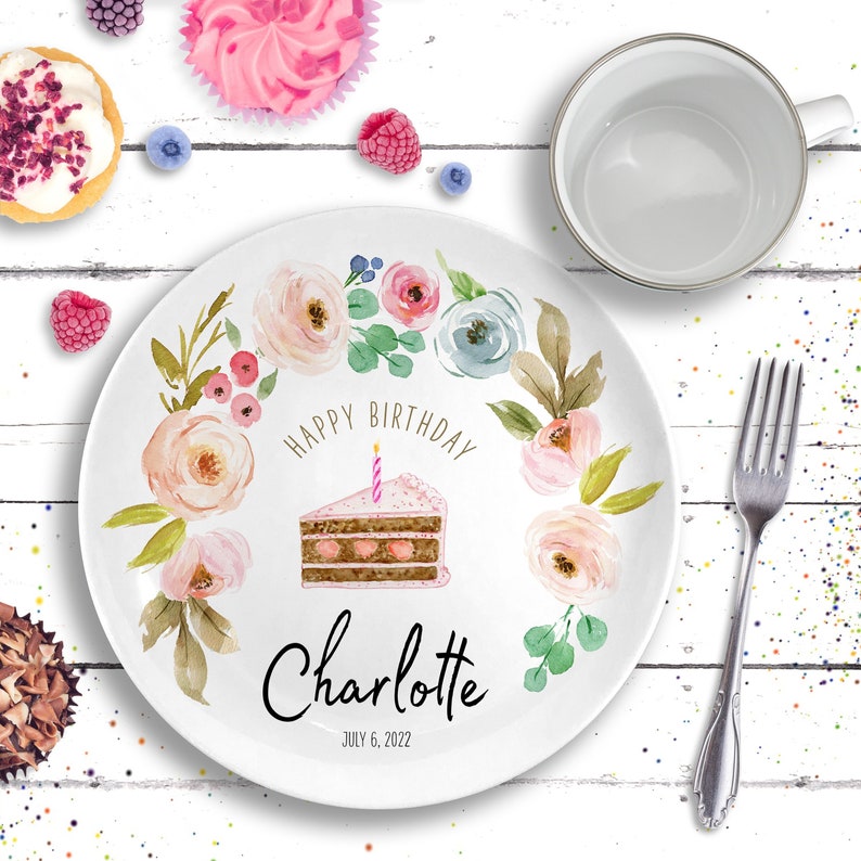 Personalized Ceramic Happy Birthday Plate Girls Birthday Etsy