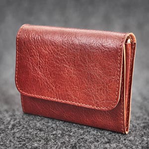 Cartera de cuero Cosida a mano / Castaño Marrón