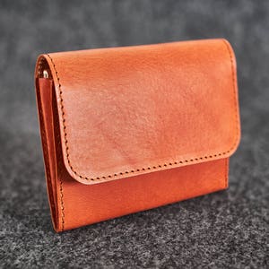 Cartera de cuero Cosida a mano / Tan imagen 1