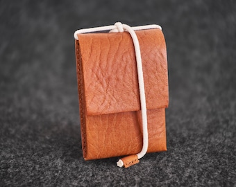 Cartera de cuero cosida a mano Simple Me II Minimal Camel Leather