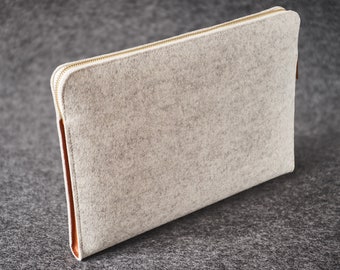Laptop Felt and Leather Folio Case Hand-made