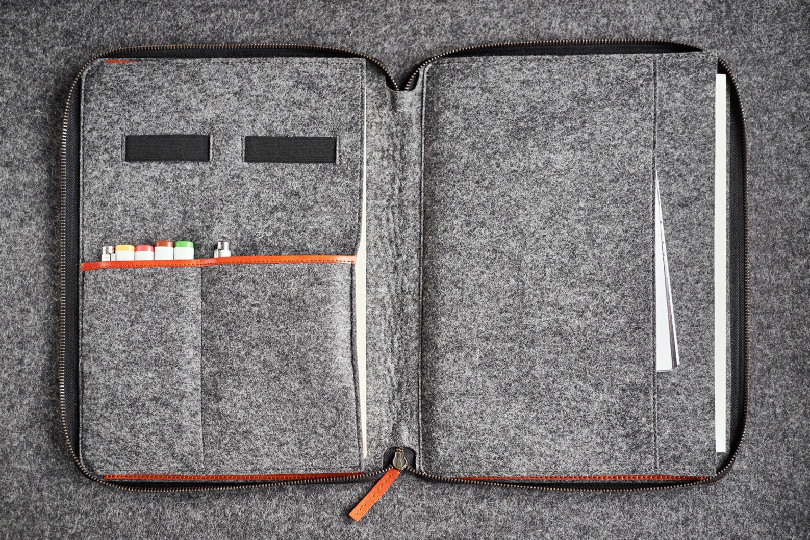 Leather Felt Travel Organizer Folio Documents Portfolio Laptop Etsy