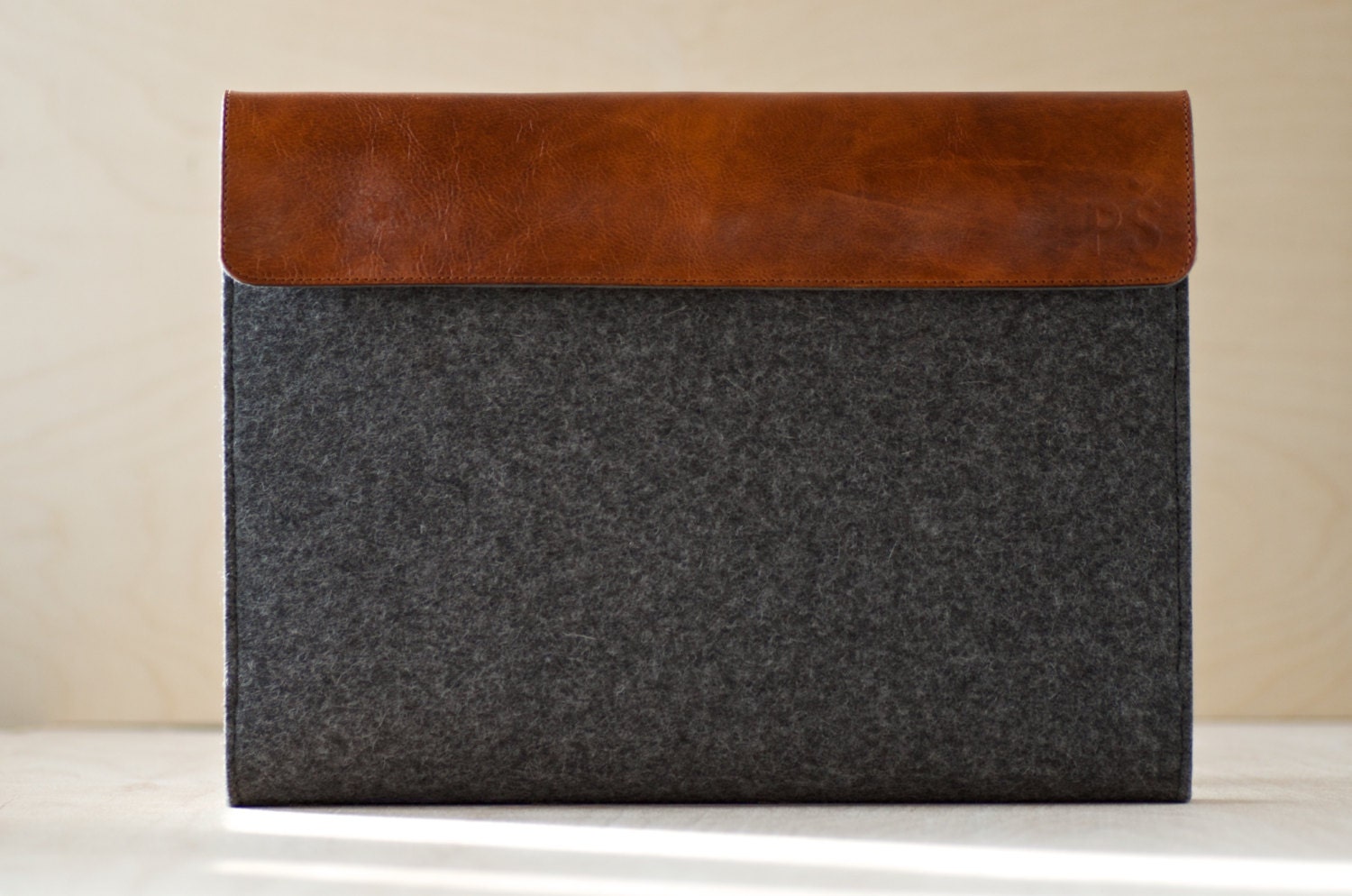 Laptop Felt and Leather Case Bag Handmade Etsy