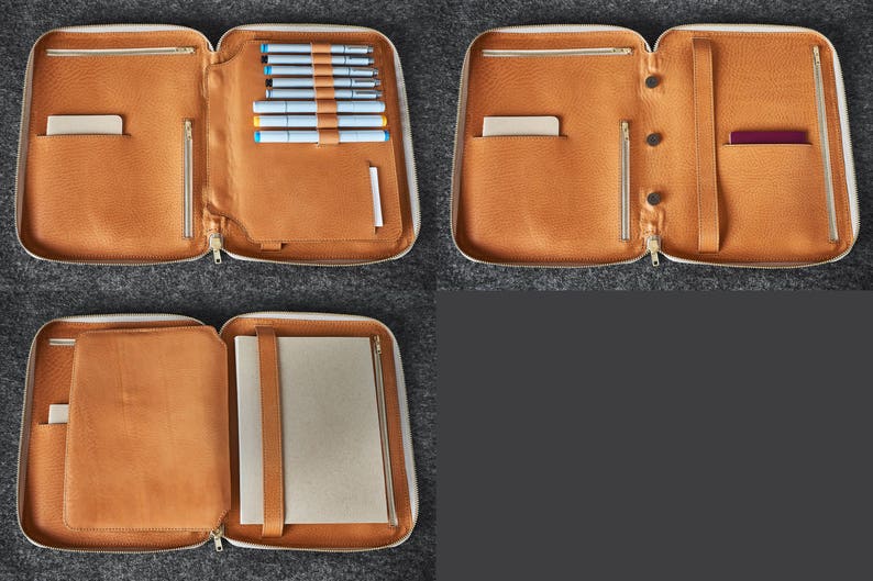 Leather Travel Folio Organizer Portfolio Case Ipad Pro Etsy