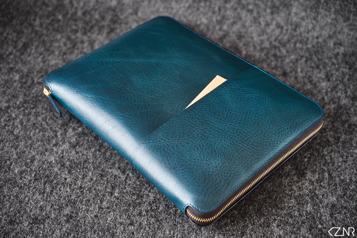 Leather Felt Travel Organizer Folio Documents Portfolio Laptop Etsy