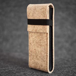Felt Leather Pen Pencil Case Holder Hand made KZNR