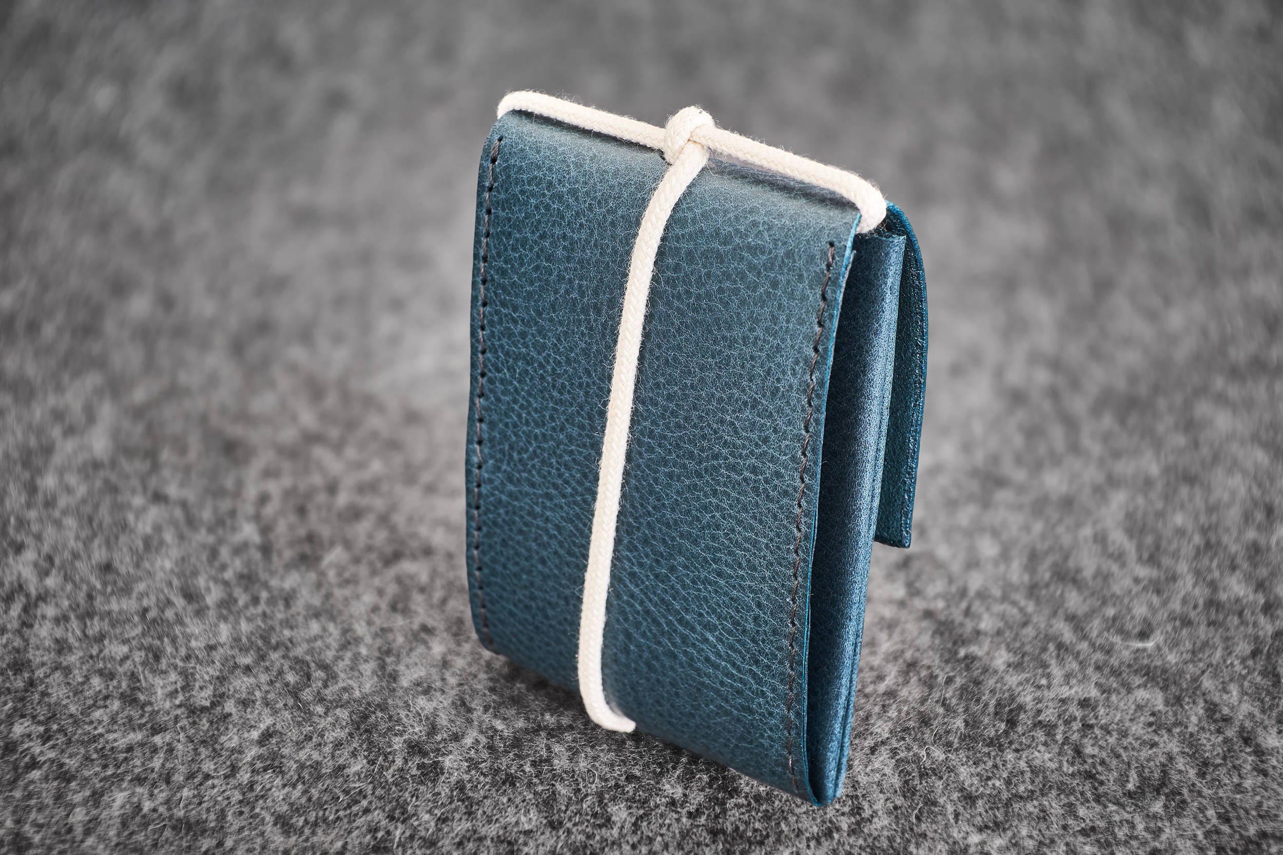 Handstitched Leather Wallet Simple Me Minimal Ocean Blue Etsy