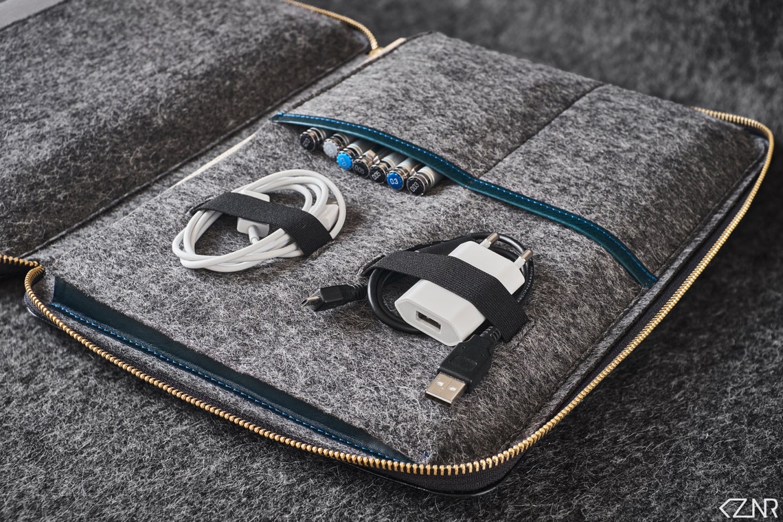 Leather Felt Travel Organizer Folio Documents Portfolio Laptop Etsy