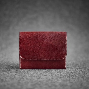 Cartera de cuero cosida a mano / Marrón violeta oscuro