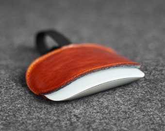 Leather Felt Apple Magic Mouse Case Hand-made Dyed