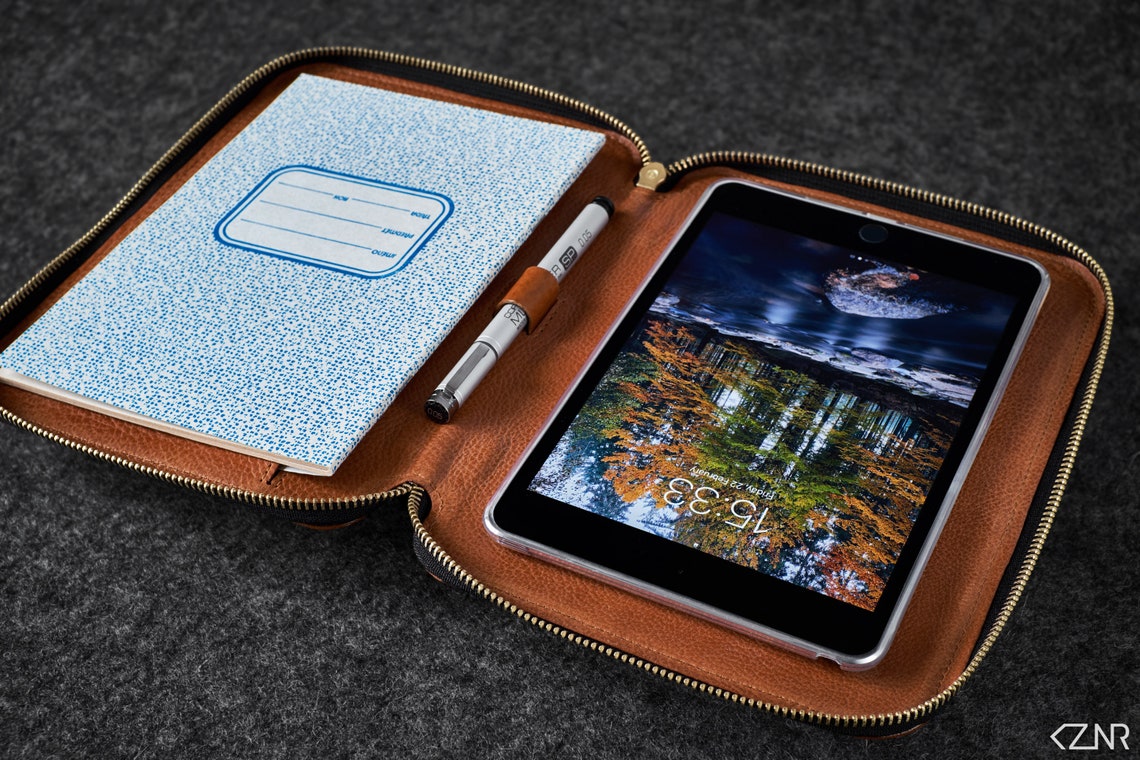 Leather Folio iPad Mini 4 Travel Case Handmade Etsy