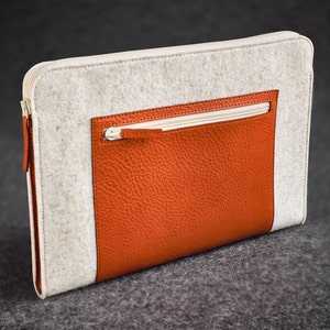 Laptop Felt and Leather Case Hand-made