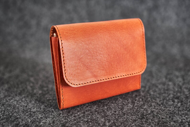 Cartera de cuero Cosida a mano / Tan imagen 1