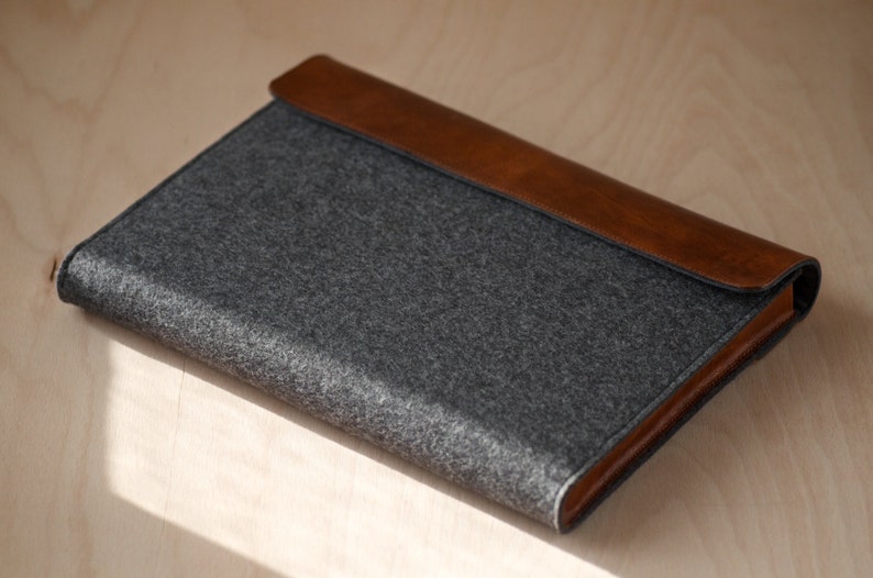 Laptop Felt and Leather Case Bag Handmade Etsy