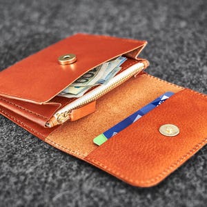 Cartera de cuero Cosida a mano / Tan imagen 4