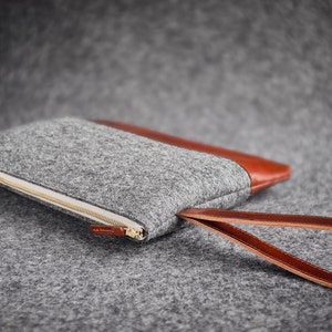 Felt Leather Accessories Pouch Hand-made