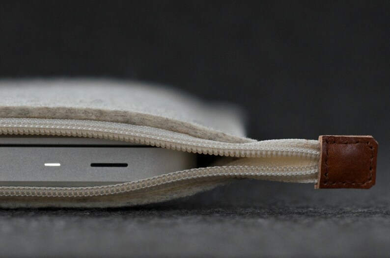 Laptop Felt and Leather Folio Sleeve Hand-made