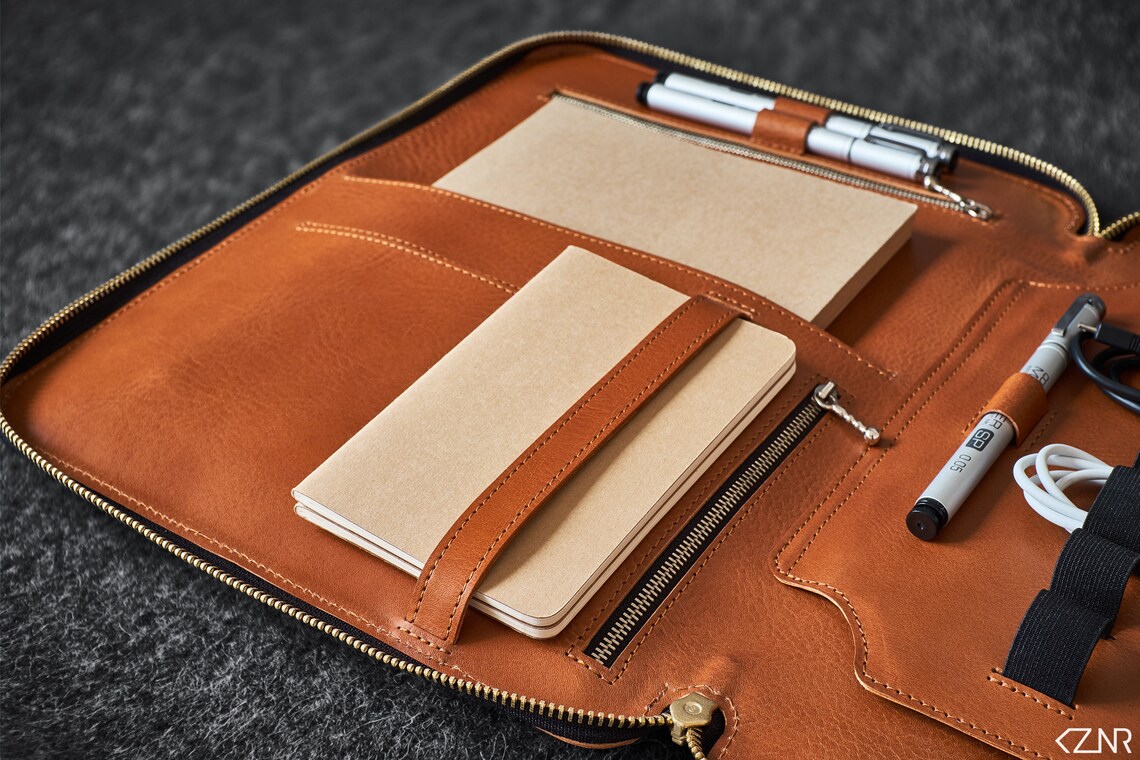 Leather Travel Folio Organizer Portfolio Case iPad Pro Etsy