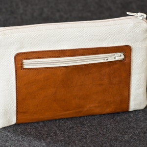 Cotton Linen Leather Clutch Sailor II Hand-made image 1