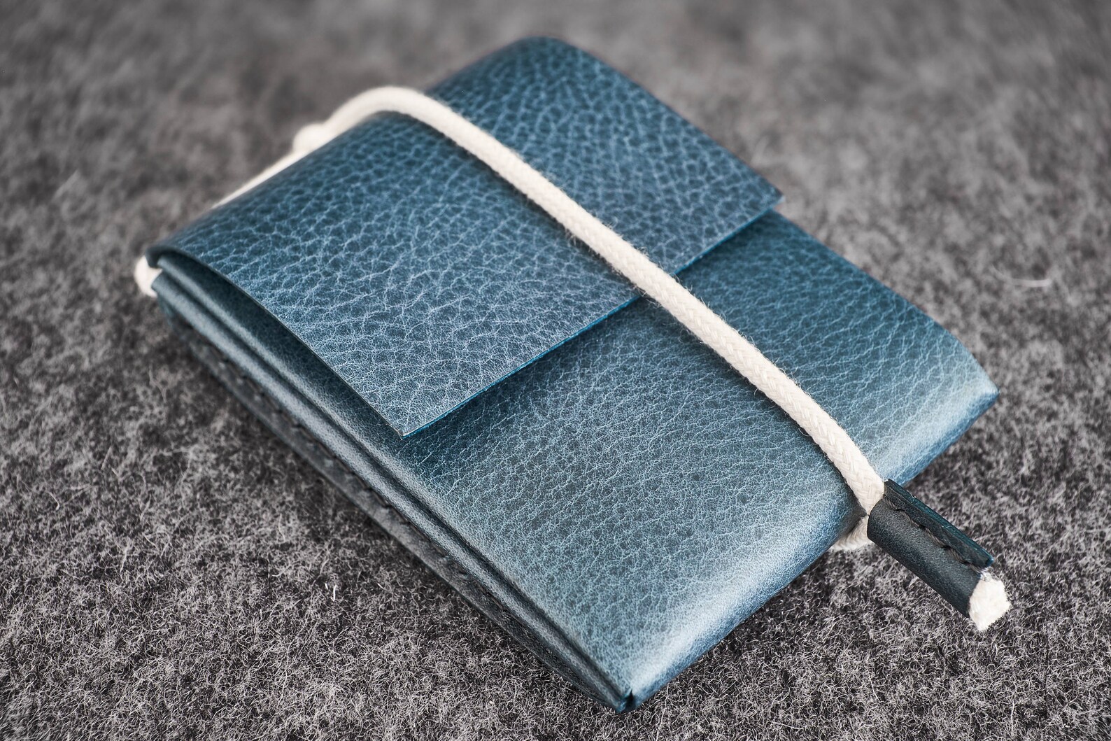 Handstitched Leather Wallet Simple Me Minimal Ocean Blue Etsy