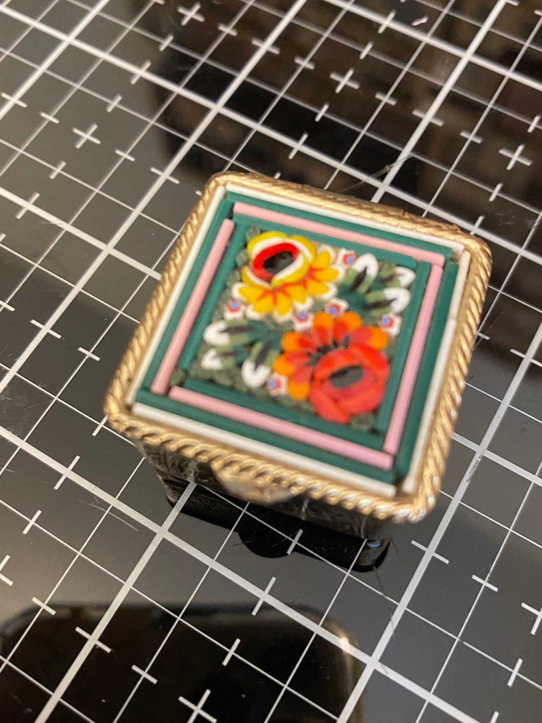 Vintage Micro Mosaic Glass Pill Box Etsy