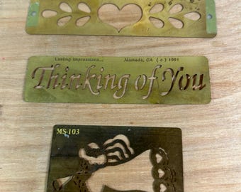 Set of three brass embossing templates