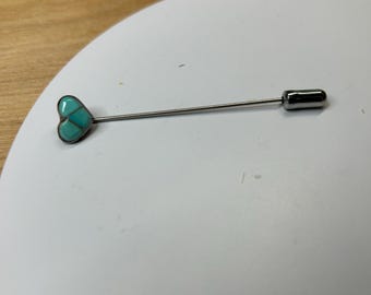 Turquoise Heart-Shaped Stick Pin