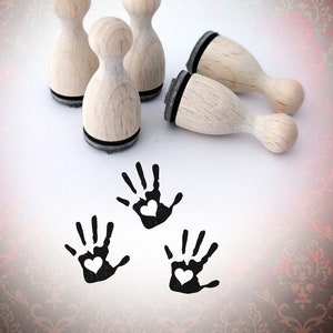 Ministempel Herz  Handabdruck linke Hand Stempel