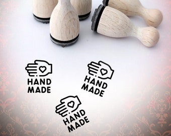 HAND MADE Hand mit Herz Wort Stempel Mini-Stempel