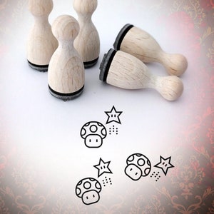 Ministempel Pilz Mario mit Stern Stempel