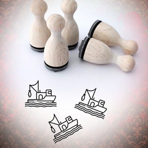 Cachet bateau de pêche mini tampon