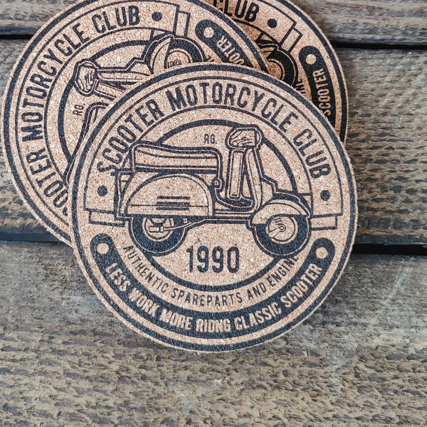 Scooter Motorcycle Club  - set of 4 cork coaster