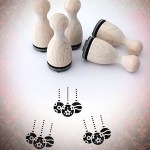 3 Palline dell'albero di Natale Mini timbro Mini timbro