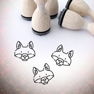 Timbre en caoutchouc de mini-tampon en forme de visage d'animal de renard
