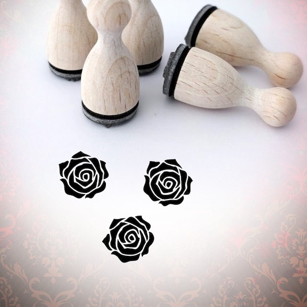 Rose Rubber Stamp Etsy