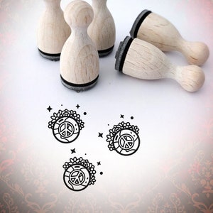 Mini Francobollo Hippie Pace Segno Fiore Corona Timbro