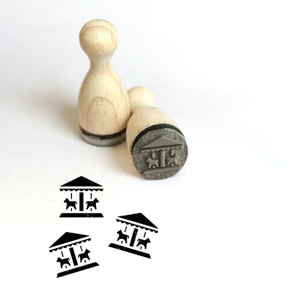 Ministempel Kinderkarusell mit Pferden Stempel