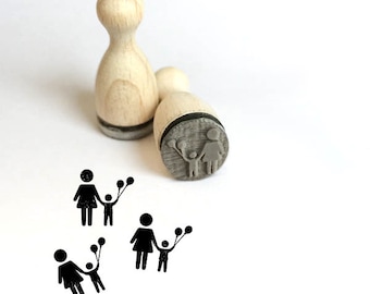 Mini Stamp Family with Child and Balloon