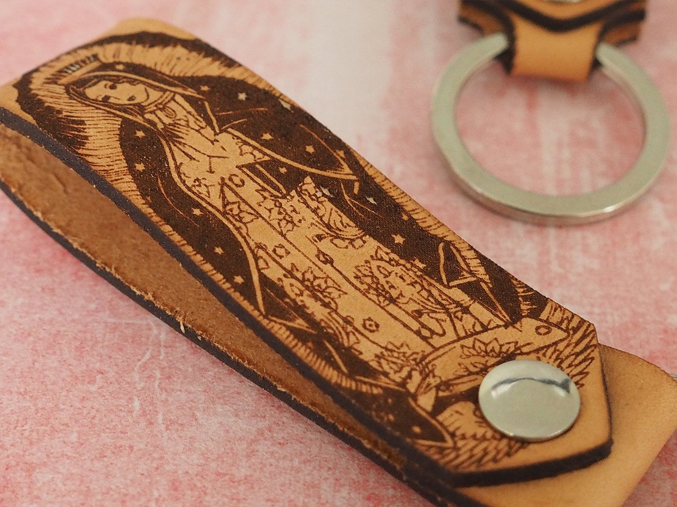 Guadalupe Leather Keychain