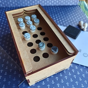 Caja para sellos pequeña, almacenamiento para mini sellos 12 mm
