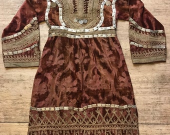 Vintage handmade kuchi dress, silver thread dress, afghan dress, woman girls dress, ethnic tribal dress, bohostyle dress
