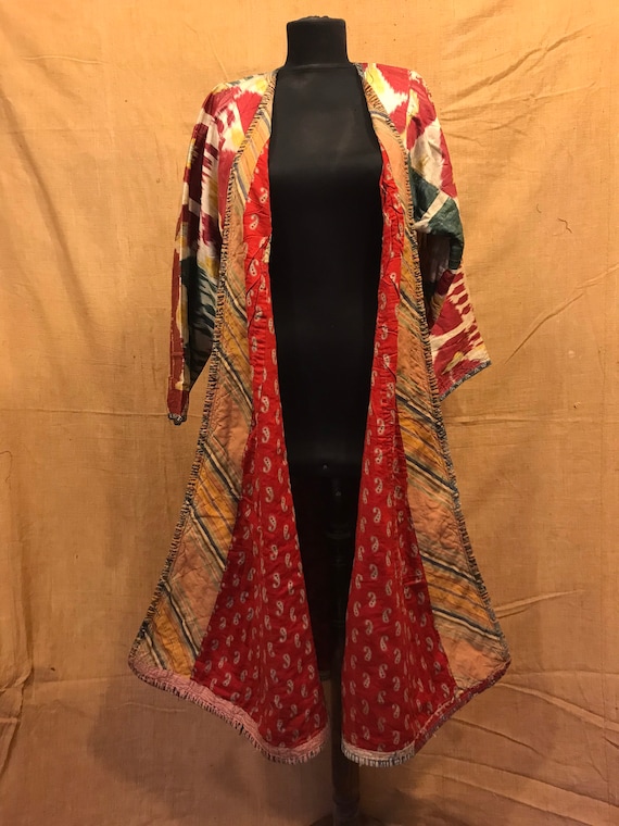 Antique Silk İkat chapan, uzbek hand weaving coat… - image 9